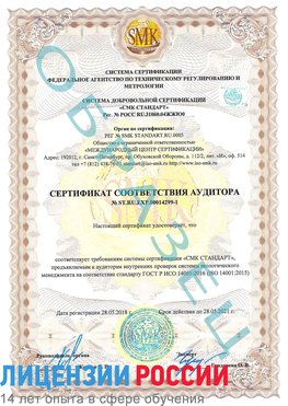 Образец сертификата соответствия аудитора №ST.RU.EXP.00014299-1 Кунгур Сертификат ISO 14001
